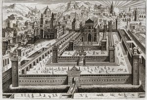 Bibel von Royaumont, Altes Testament: Tempel von Salomo. Salomo baut den Tempel in Jerusalem. Illustration von 1811. von Unknown artist