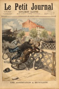 Fahrradverhaftung in der Nähe von Champigny. Gravur in „Le petit journal“ 30/08/1896. Sammlung Selva. von Unknown artist