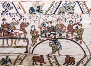 Bischof Odo segnet das Essen und den Wein, Bayeux-Tapete