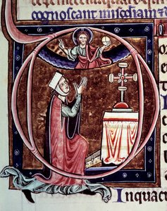 Blanche de Castille, Königin von Frankreich (1188-1252) im Gebet. Miniatur aus einem Manuskript „Leben und Wunder des heiligen Louis“ von Wilhelm von Saint Pathus von Unknown artist