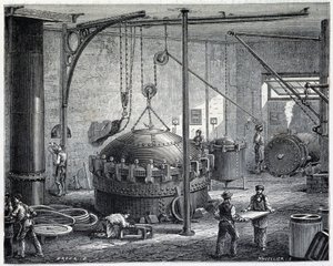 Kessel zur Vulkanisierung von Gummi durch Nassdampf - in „Die Wunder der Industrie“ von Louis Figuier von Unknown artist