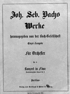 Brandenburgisches Konzert Nr. 2, Frontispiz der Partitur von Johann Sebastian Bach von Unknown artist