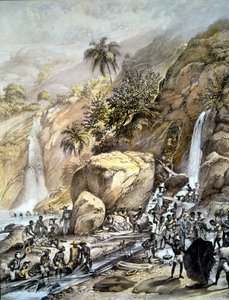 Brasilien, Golderz wird in den Itacolumi-Bergen (Minas Gerais) geschmolzen. 1820