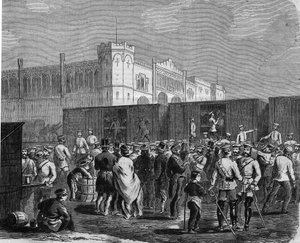 Breslau (oder Wroclaw), Kürassiere der preußischen Garde im Feldzug gegen Österreich 1866. Gravur von Unknown artist