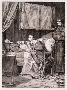 Kardinal Richelieu am Sterbebett von Pater Joseph - Gravur von Unknown artist