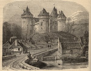 Schloss Combourg - Ille-et-Vilaine Bretagne - Gravur in „PATRIE - BESCHREIBUNG DER MALERISCHEN FRANKREICH IN 6 BÄNDEN VON LUCIEN HUARD - Ende des 19. Jahrhunderts