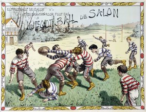 Kinder spielen Rugby - Zeichnung, spätes 19. Jahrhundert von Unknown artist