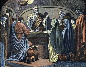 Christen in den Katakomben feiern Ostern, Illustration aus 