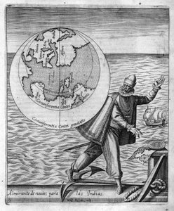 Christoph Kolumbus in „Nova Tipus Transacto Navigatio Novi Orbi“ von Philoponus Honorius von Unknown artist