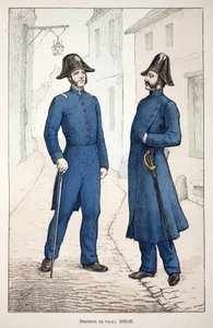 Stadtsergeanten (1829-1830). Farbradierung zur Illustration des Buches Histoire du corps des gardiens de la paix von Unknown artist