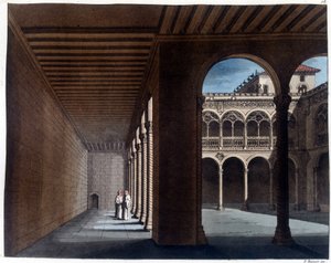 Kreuzgang der Dominikaner in Valladolid. Lithographie des 19. Jahrhunderts. von Unknown artist