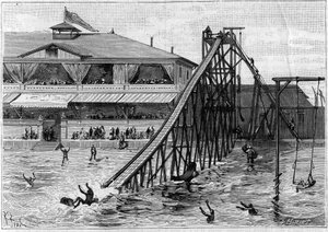 Achterbahn in Bridgeport, Connecticut, USA. in „La Nature. Revue der Wissenschaften und ihrer Anwendungen in Kunst und Industrie.“ 1888 von Unknown artist