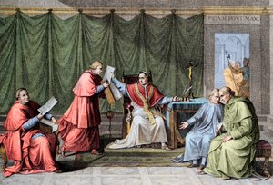 Konkordat von 1801 - Unterzeichnung des Konkordats zwischen Frankreich und dem Heiligen Stuhl durch Papst Pius VII. (Pius) (1742-1823), 15. August von Unknown artist