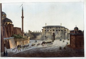 Konstantinopel: Serail-Tor. Soliman der Große war der erste, der seinen gesamten Hof und Harem dorthin brachte, außer denen, die mit seinen Vorgängern gelebt hatten. In „Le costume ancien et moderne“