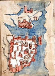 Konstantinopel, Manuskriptkarte von Venedig aus dem 15. Jahrhundert