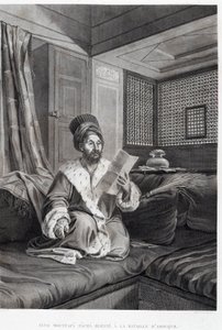 Kostüme und Porträts: Seyd Moustafa Pascha verwundet in der Schlacht von Abouqyr in „Beschreibung von Ägypten“, Kaiserliche Ausgaben von Unknown artist