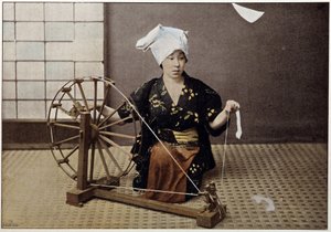 Baumwollspinnmaschine in Japan, Ende 19. Jahrhundert von Unknown artist