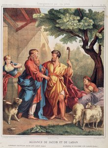 Bund von Jakob und Laban in „Heilige Geschichte“, ed. Hachette von Unknown artist