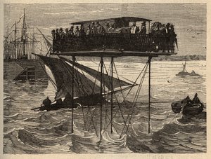 Kranrauhen von Saint-Malo nach Saint-Servan - (Saint Malo nach Saint Servan) Gravur in "PATRIE - BESCHREIBUNG DER MALERISCHEN FRANKREICH IN 6 BÄNDEN VON LUCIEN HUARD - Ende des 19. Jahrhunderts"