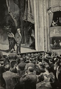 Menge jubelt Giuseppe Verdi am Ende der Oper Falstaff, 18. April von Unknown Artist