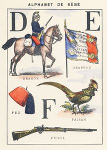 D E F: Drache, Flagge, Fasan, Fes, Gewehr von Unknown artist