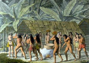 Tanz der Camacans, Indianer aus Brasilien - in „The old and modern costume“ von Ferrario, ed. Mailand von Unknown artist