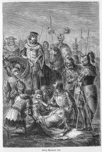 Tod von Manfred, König von Sizilien - 1266 - Manfred im Kampf getötet - Schlacht von Benevent (26. Februar 1266): der Tod von Manfred I. (von Hohenstaufen)
