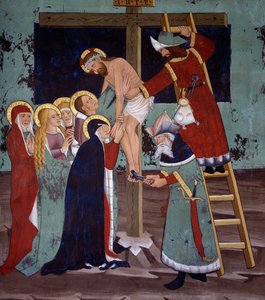 Kreuzabnahme, Leben Christi (15. Jahrhundert), Fresken, Kapelle des Heiligen Sebastian, Villard-de-Lans, Rhone-Alpes, Frankreich von Unknown artist