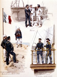 Verschiedene Uniformen der französischen Marine um 1860