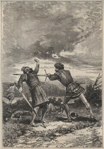 Duell und Tod von Oak Torquil - 19. Jahrhundert Illustration für den historischen Roman „Die schöne Maid von Perth oder Valentinstag“ von Walter Scott von Unknown artist