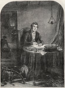 Duke of Wellington (Arthur Wellesley) schreibt nach Waterloo, 19. Juni 1815 (Stich 1852) von Unknown artist