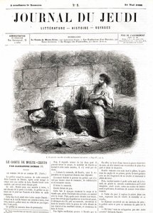 Edmond Dantès, der Graf von Monte Cristo, trifft Abbé Faria dank des hohlen Tunnels im Gefängnis - in „Le Journal du Jeudi“ vom 31.05.1860