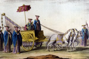 Kaiser der Ming-Dynastie auf seinem Wagen - in „Le costume ancien et moderne“ von J. Ferrario, Mailand