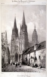 Gravur der Kathedrale von Bayeux veröffentlicht in „Das Monumentale und Archäologische Mittelalter“. 19. Jahrhundert von Unknown artist