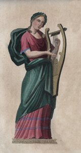 Erato, Muse des Gesangs und der Poesie - Gravur aus 