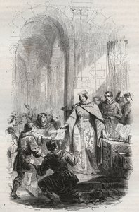 Ermesinde, Gräfin von Luxemburg - Charta der Postgebühren, gewährt von Ermesinde I. von Luxemburg an die Einwohner von Luxemburg im Jahr 1243 - Gravur von 1868 in „Geschichte Belgiens von den Urzeiten bis zum Ende von Leopold I.“ von Theodore Juste (1818-1