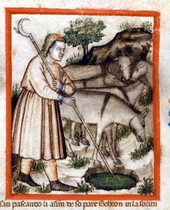 Esa weidet Esel - der Pentateuch. Miniatur aus Codex 212 (oder Padovano Codice oder Bibel von Padua) 1390-1400 Rovigo, Accademia dei Concordi