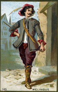 Étienne Marin Mélingue (1808-1875), französischer Schauspieler, der die Rolle des Artagnan spielte. Chromolithographie des 19. Jahrhunderts von Unknown artist