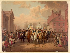 Evakuierungstag und Washingtons triumphaler Einzug in New York City, 25. November von Unknown Artist