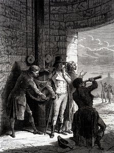 Experiment des Chappe-Telegraphen am 12. Juli 1793, von Ménilmontant nach Saint-Martin-du-Tertre vor den Kommissaren der Konvention - in „Die Wunder der Industrie“ von Louis Figuier