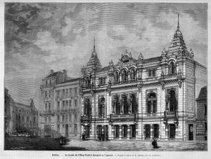 Fassade des Eden-Theaters, 7 rue Boudreau in Paris, eröffnet am 7. Januar