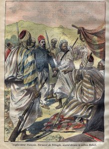 Ferdinand de Behagle (1857-1899) (französischer Entdecker) nahm Rabah gefangen und dann ließ der Sultan ihn 1899 durch Erhängen hinrichten - Gravur in „Le-Pelerin“ von 1899 von Unknown artist