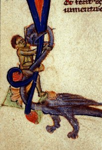 Kampf zwischen einem Drachen und einem Mann (Detail) von Unknown artist