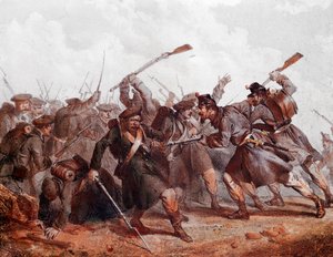 Kampf zwischen der russischen Armee und der englischen, osmanischen und französischen Koalition