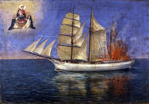 Feuer an Bord eines Schulschiffs.