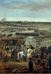 Erstes Kaiserreich: Kaiser Napoleon I. (1769-1821) (auf dem weißen Pferd) in der Schlacht von Leipzig