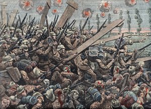 Erster Weltkrieg: Deutsche Armee in der Schlacht an der Yser Oktober 1914 Illustration aus „Le pelerin“ 29. November
