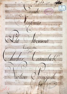 Erste Seite der Partitur der Großen Sinfonie (Op. 8) von Carl August Cannabich von Unknown artist