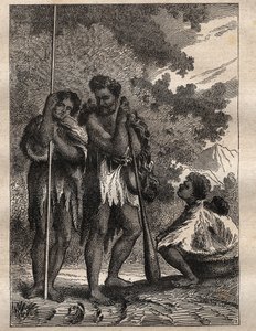 Erste Reise (1768-1771) von Kapitän James Cook (1728-1779): eine neuseeländische Familie (Neo Zelandaise) - Illustration aus „Die großen Seefahrer des 18. Jahrhunderts“ von Unknown artist
