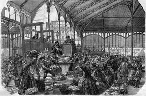 Fischmarkt - Großhandelsfischmarkt in Paris im Jahr 1870